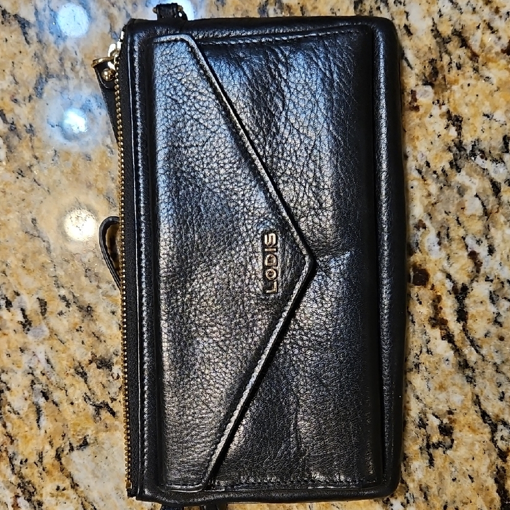 Lodis Black Leather Envelope Wallet